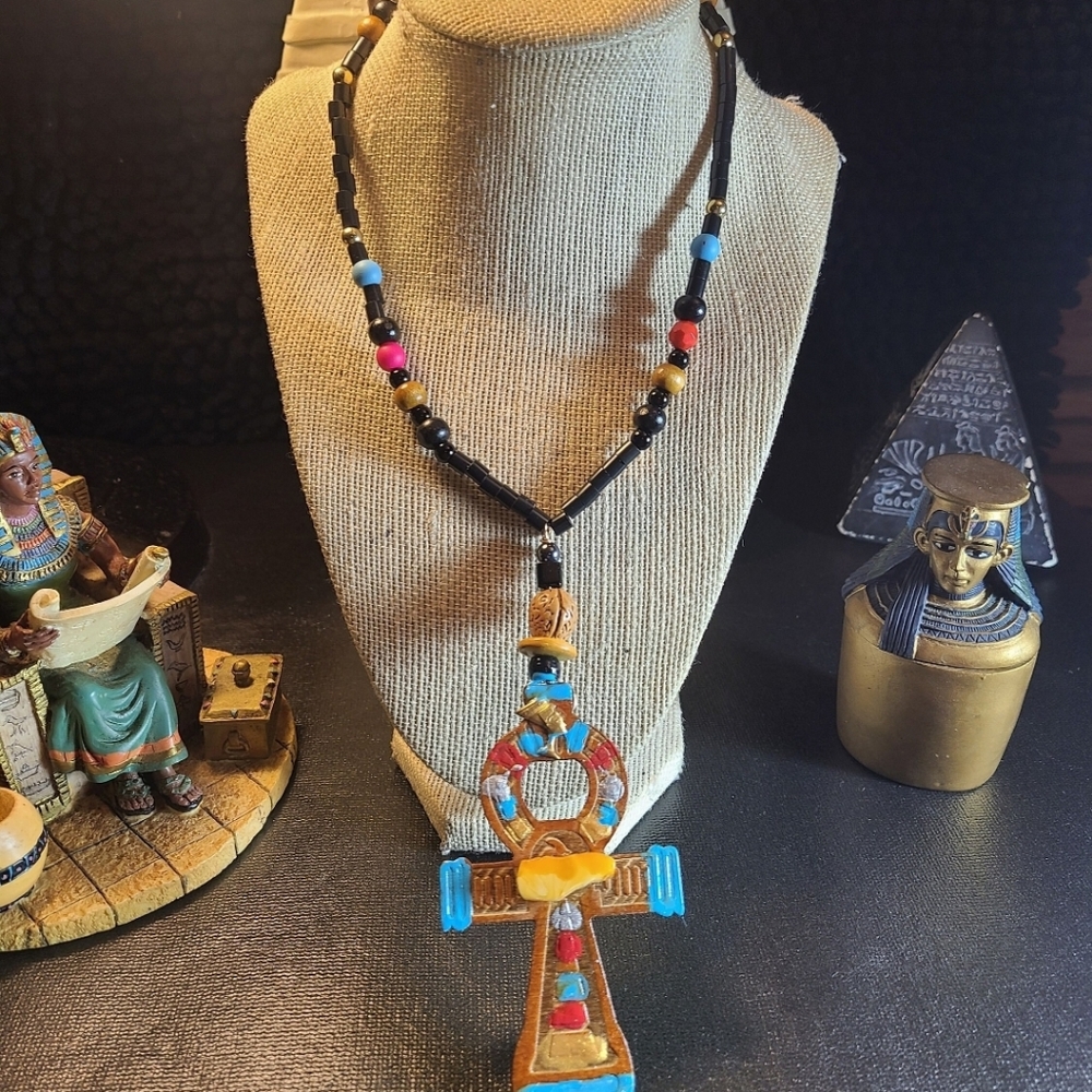 Women Wood Ankh necklace
